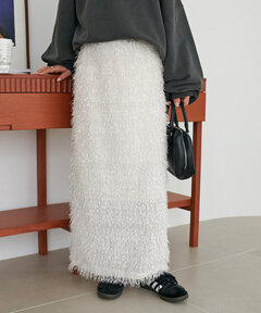 AMERI◇WRINKLE FLOWER LACE SKIRT/ロングスカート/M/ナイロン/PUP