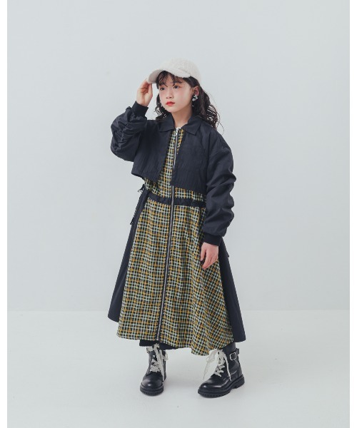 unica（ユニカ）の「チェックzipperジャケットワンピース（ワンピース・キッズ・カーキ/ブラック・XL/L）」の4枚目の写真