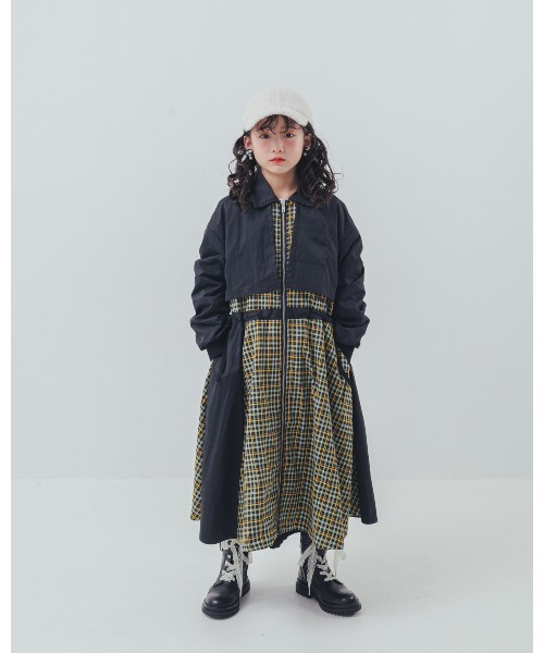 unica（ユニカ）の「チェックzipperジャケットワンピース（ワンピース・キッズ・カーキ/ブラック・XL/L）」の5枚目の写真