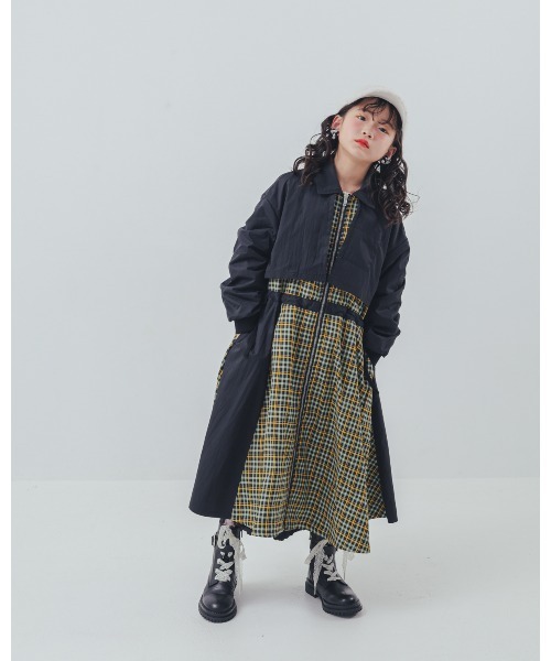 unica（ユニカ）の「チェックzipperジャケットワンピース（ワンピース・キッズ・カーキ/ブラック・XL/L）」の7枚目の写真