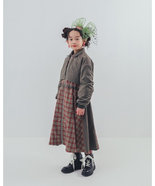 unica（ユニカ）の「チェックzipperジャケットワンピース（ワンピース・キッズ・カーキ/ブラック・XL/L）」の12枚目の写真