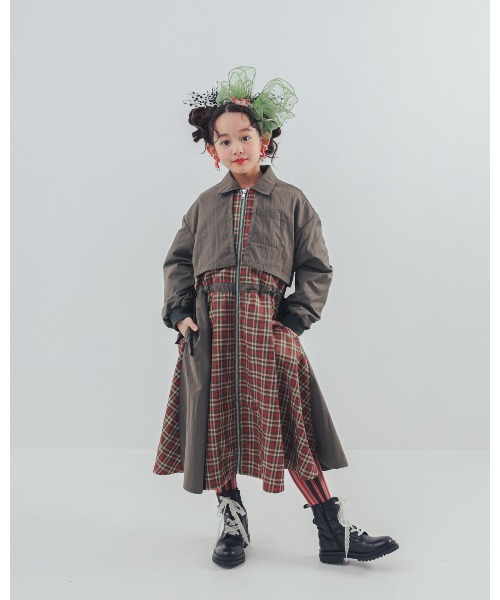 unica（ユニカ）の「チェックzipperジャケットワンピース（ワンピース・キッズ・カーキ/ブラック・XL/L）」の13枚目の写真