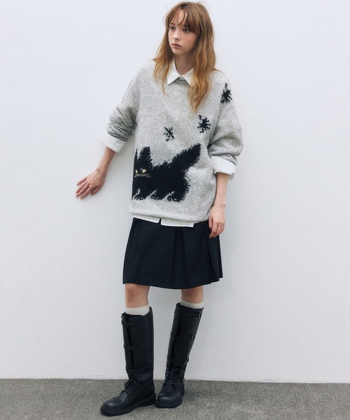 ELOOPS(イーループス)の「【ELOOPS】ウール混 ダブルボタンタックAラインスカート(スカート・レディース・ダークグレー/ブラック・S/M)」の7枚目の写真