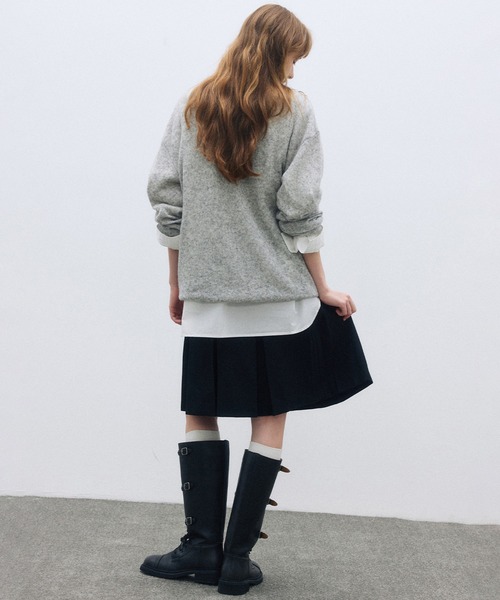ELOOPS(イーループス)の「【ELOOPS】ウール混 ダブルボタンタックAラインスカート(スカート・レディース・ダークグレー/ブラック・S/M)」の9枚目の写真