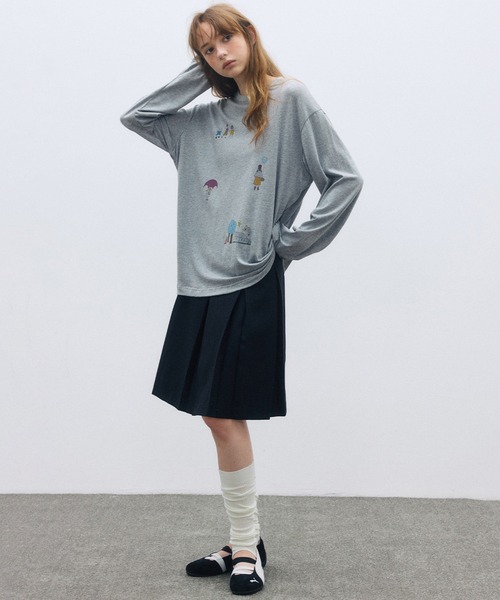 ELOOPS(イーループス)の「【ELOOPS】ウール混 ダブルボタンタックAラインスカート(スカート・レディース・ダークグレー/ブラック・S/M)」の11枚目の写真