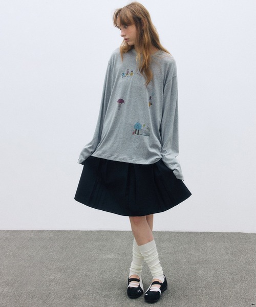ELOOPS(イーループス)の「【ELOOPS】ウール混 ダブルボタンタックAラインスカート(スカート・レディース・ダークグレー/ブラック・S/M)」の12枚目の写真