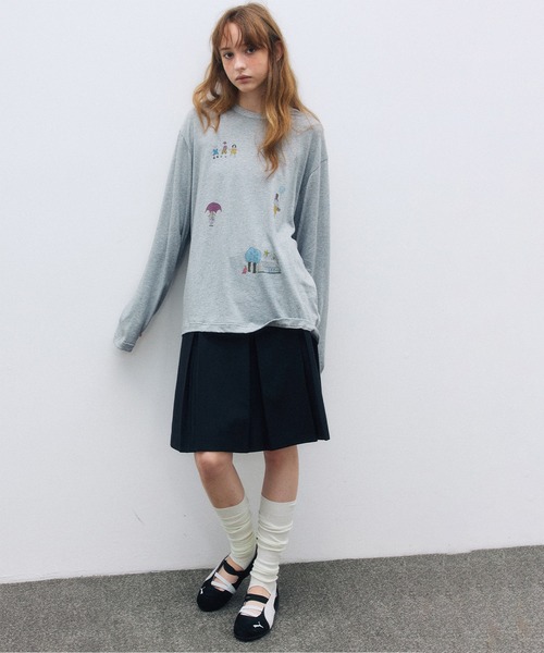 ELOOPS(イーループス)の「【ELOOPS】ウール混 ダブルボタンタックAラインスカート(スカート・レディース・ダークグレー/ブラック・S/M)」の14枚目の写真
