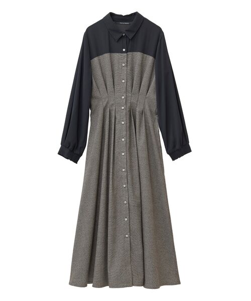 YECCA VECCA(イェッカヴェッカ)の「ベアドッキングワンピース(シャツワンピース・レディース・キャメル/チェック/チャコールグレー・FREE)」の13枚目の写真