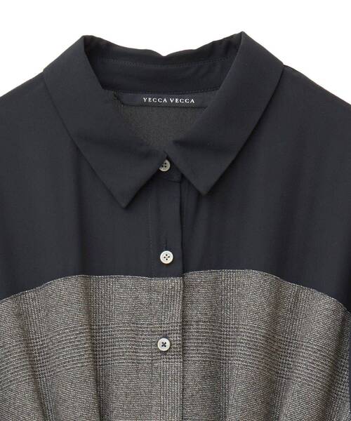 YECCA VECCA(イェッカヴェッカ)の「ベアドッキングワンピース(シャツワンピース・レディース・キャメル/チェック/チャコールグレー・FREE)」の15枚目の写真