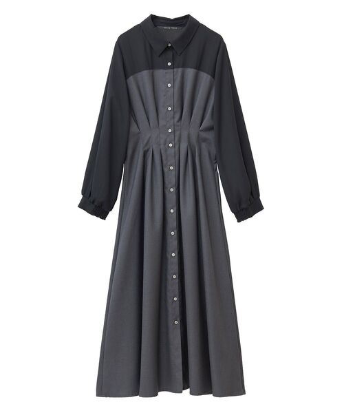 YECCA VECCA(イェッカヴェッカ)の「ベアドッキングワンピース(シャツワンピース・レディース・キャメル/チェック/チャコールグレー・FREE)」の9枚目の写真