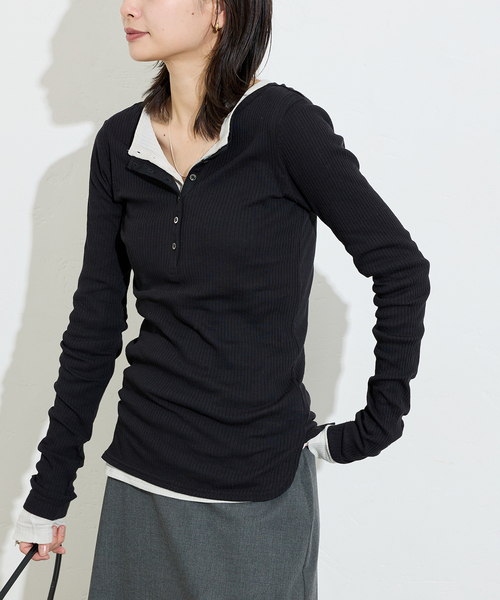 追加2》シアーテレコヘンリーネックプルオーバー（Tシャツ/カットソー