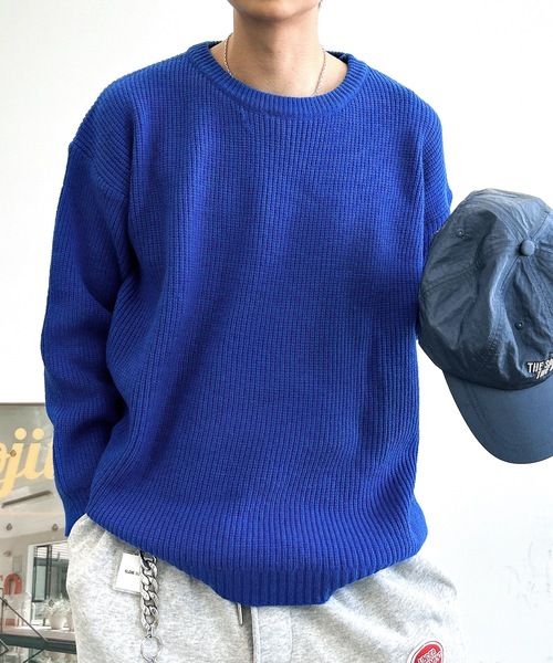 UNDERSTATEMENTs(アンダーステイトメント)の「【ユニセックス】ベーシック畔網ニット(ニット/セーター・メンズ・ブラック/ブルー/グリーン・MEDIUM/LARGE)」の1枚目の写真