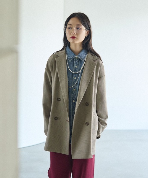 タグ付き LEPSIM Wブレストミドルチェックジャケット Wブレストミドルチェックジャケット 579077（テーラードジャケット