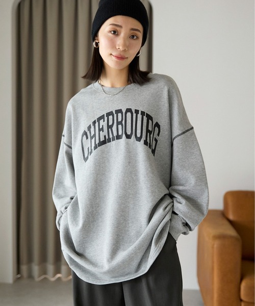 pocket（ポケット）の「【ZOZO先行発売】配色ステッチロゴプルオーバー（スウェット・レディース・チャコールグレー/杢グレー・FREE）」の2枚目の写真