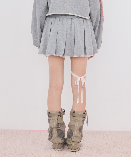 rumnel:(ルムネル)の「【セットアップ可能】レースペチパンツ付きスウェットミニスカート / sweat mini skirt with lace petticoat shorts(スカート・レディース・グレー/ライトブルー・FREE)」の4枚目の写真