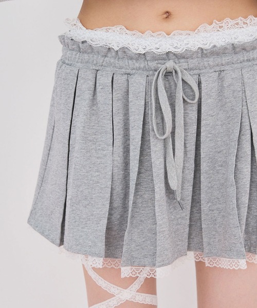 rumnel:(ルムネル)の「【セットアップ可能】レースペチパンツ付きスウェットミニスカート / sweat mini skirt with lace petticoat shorts(スカート・レディース・グレー/ライトブルー・FREE)」の14枚目の写真