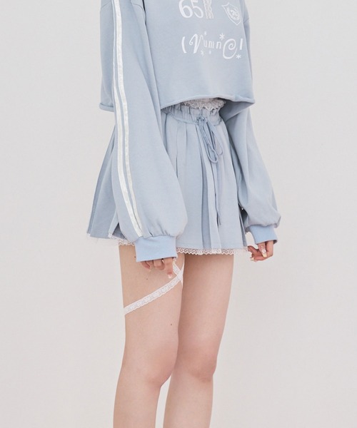 rumnel:(ルムネル)の「【セットアップ可能】レースペチパンツ付きスウェットミニスカート / sweat mini skirt with lace petticoat shorts(スカート・レディース・グレー/ライトブルー・FREE)」の19枚目の写真