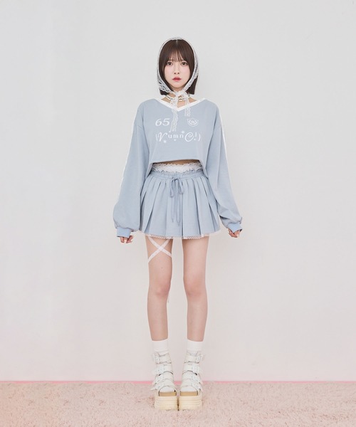 rumnel:(ルムネル)の「【セットアップ可能】レースペチパンツ付きスウェットミニスカート / sweat mini skirt with lace petticoat shorts(スカート・レディース・グレー/ライトブルー・FREE)」の21枚目の写真