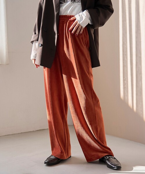 coen（コーエン）の「フェレットライクカットコールイージーワイドパンツ【インフルエンサー紹介アイテム】（その他パンツ・レディース・オフホワイト/オレンジ系その他/ブラック/ロイヤルブルー・M/L）」の4枚目の写真