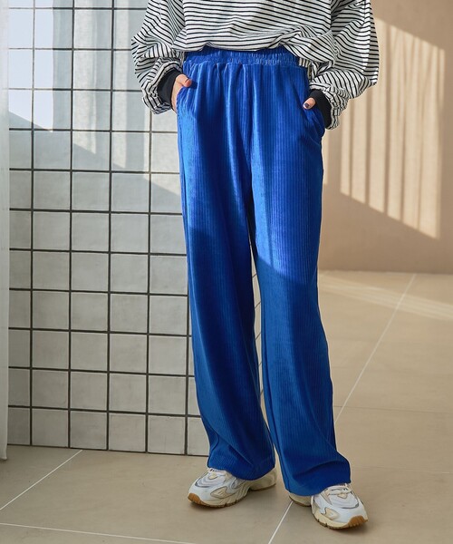 coen（コーエン）の「フェレットライクカットコールイージーワイドパンツ【インフルエンサー紹介アイテム】（その他パンツ・レディース・オフホワイト/オレンジ系その他/ブラック/ロイヤルブルー・M/L）」の3枚目の写真