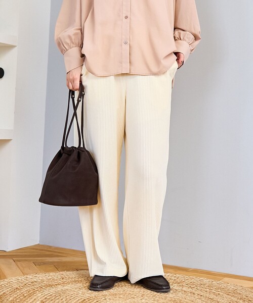 coen（コーエン）の「フェレットライクカットコールイージーワイドパンツ【インフルエンサー紹介アイテム】（その他パンツ・レディース・オフホワイト/オレンジ系その他/ブラック/ロイヤルブルー・M/L）」の5枚目の写真