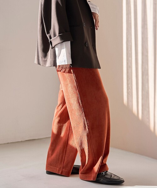 coen（コーエン）の「フェレットライクカットコールイージーワイドパンツ【インフルエンサー紹介アイテム】（その他パンツ・レディース・オフホワイト/オレンジ系その他/ブラック/ロイヤルブルー・M/L）」の18枚目の写真