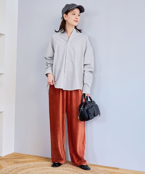 coen（コーエン）の「フェレットライクカットコールイージーワイドパンツ【インフルエンサー紹介アイテム】（その他パンツ・レディース・オフホワイト/オレンジ系その他/ブラック/ロイヤルブルー・M/L）」の22枚目の写真