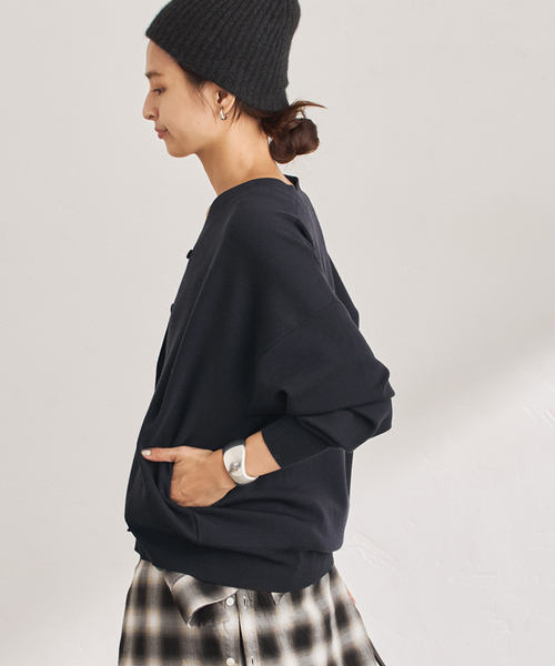 FRAMeWORK（フレームワーク）の「≪手洗い可≫フォルムカーディガン（カーディガン/ボレロ・レディース・スミクロ/チャコールグレー/ブルー・FREE）」の18枚目の写真