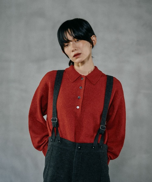 15ゲージアンゴラMIXポロプルオーバー 582402（ニット/セーター