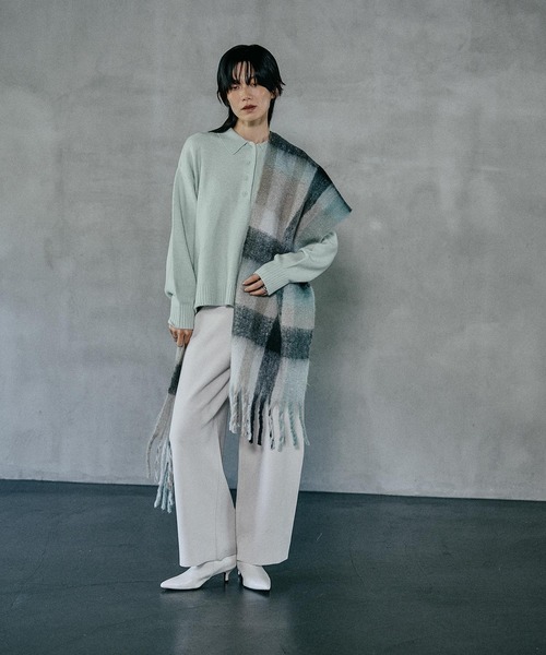 15ゲージアンゴラMIXポロプルオーバー 582402（ニット/セーター