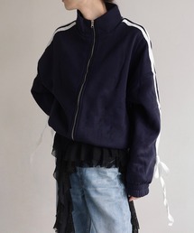 Mela（メラ）の「【裏起毛】袖リボンスウェットトラックジャケット（パーカー）」