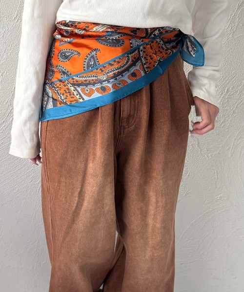 kutir（クティール）の「kutirlune／ペイズリースカーフ（バンダナ/スカーフ・レディース・ブルー/オレンジ/ベージュ・FREE）」の7枚目の写真