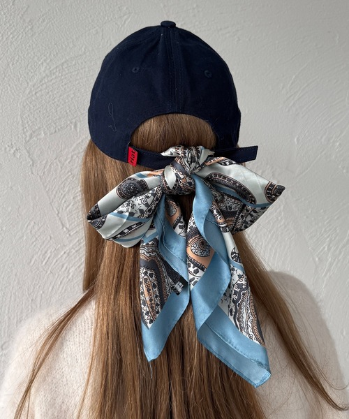 kutir（クティール）の「kutirlune／ペイズリースカーフ（バンダナ/スカーフ・レディース・ブルー/オレンジ/ベージュ・FREE）」の4枚目の写真