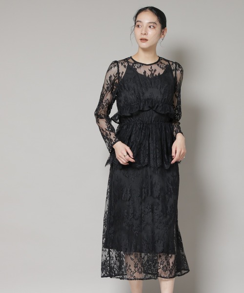troisiemeCHACO（トロワズィエムチャコ）の「troisieme chaco/RUSSELLACE ワンピース（ワンピース・レディース・ブラック/ベージュ・38）」の12枚目の写真