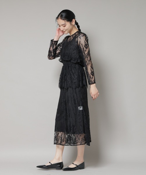 troisiemeCHACO（トロワズィエムチャコ）の「troisieme chaco/RUSSELLACE ワンピース（ワンピース・レディース・ブラック/ベージュ・38）」の14枚目の写真