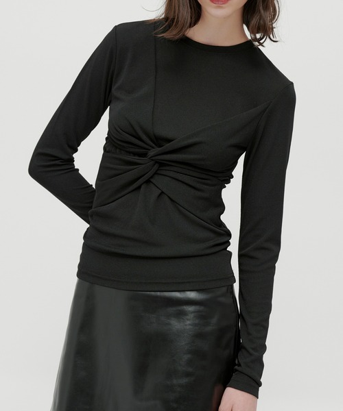 kiehtova（キエトヴァ）の「【kiehtova】SLUB TWIST TOPS/スラブ ツイスト トップス KTWR48（Tシャツ/カットソー・レディース・グリーン/バーガンディー/ブラック・FREE）」の2枚目の写真