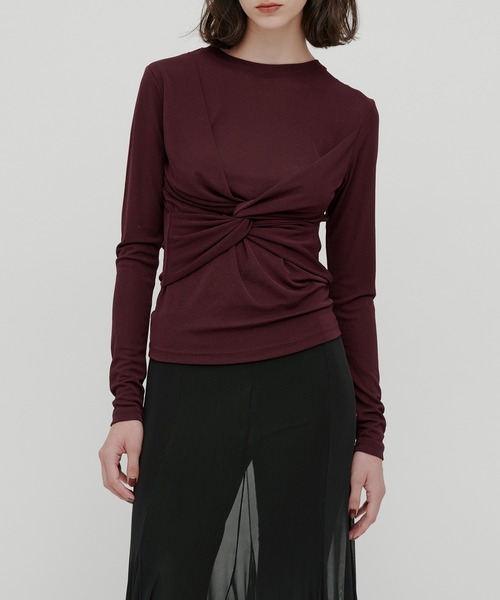 kiehtova（キエトヴァ）の「【kiehtova】SLUB TWIST TOPS/スラブ ツイスト トップス KTWR48（Tシャツ/カットソー・レディース・グリーン/バーガンディー/ブラック・FREE）」の6枚目の写真