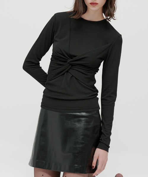 kiehtova（キエトヴァ）の「【kiehtova】SLUB TWIST TOPS/スラブ ツイスト トップス KTWR48（Tシャツ/カットソー・レディース・グリーン/バーガンディー/ブラック・FREE）」の8枚目の写真