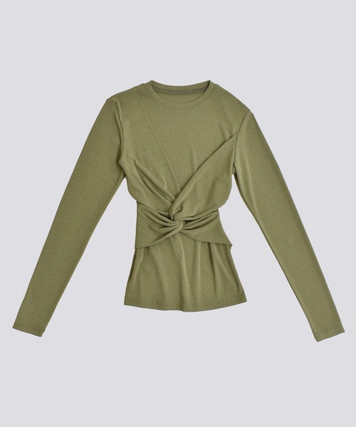 kiehtova（キエトヴァ）の「【kiehtova】SLUB TWIST TOPS/スラブ ツイスト トップス KTWR48（Tシャツ/カットソー・レディース・グリーン/バーガンディー/ブラック・FREE）」の18枚目の写真