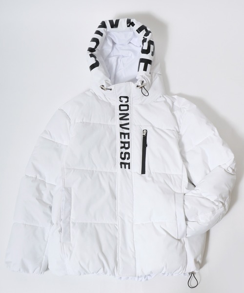 CONVERSE(コンバース)の「CONVERSE/コンバース 撥水 防風 ストレッチ フードロゴ ファイバーダウン中綿ジャケット レディース メンズ(ダウンジャケット/コート・メンズ・ブラック/ホワイト・M/L/LL)」の7枚目の写真