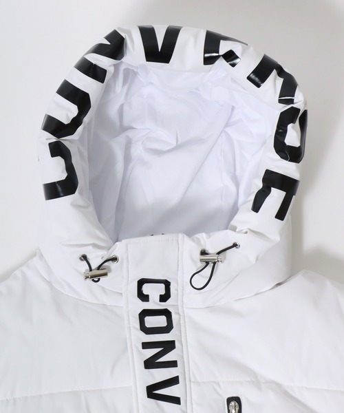 CONVERSE(コンバース)の「CONVERSE/コンバース 撥水 防風 ストレッチ フードロゴ ファイバーダウン中綿ジャケット レディース メンズ(ダウンジャケット/コート・メンズ・ブラック/ホワイト・M/L/LL)」の8枚目の写真