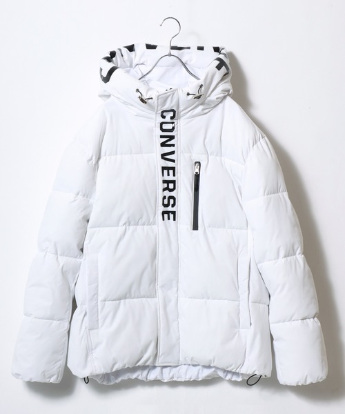 CONVERSE(コンバース)の「CONVERSE/コンバース 撥水 防風 ストレッチ フードロゴ ファイバーダウン中綿ジャケット レディース メンズ(ダウンジャケット/コート・メンズ・ブラック/ホワイト・M/L/LL)」の3枚目の写真