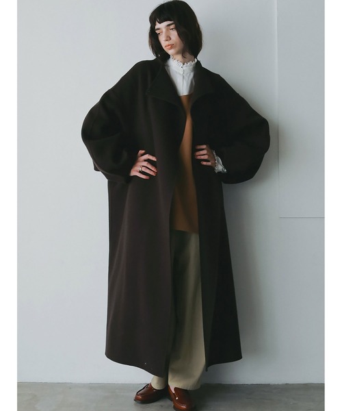 ウールリバードルマンコート（ノーカラーコート）｜HER.（ハー）の