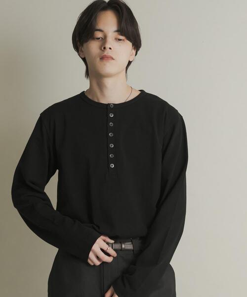 SENSE OF PLACE by URBAN RESEARCH（センスオブプレイスバイアーバンリサーチ）の「ヘンリーネックロングTシャツ（Tシャツ/カットソー・メンズ・オートミール/ブラック・MEDIUM/LARGE）」の3枚目の写真