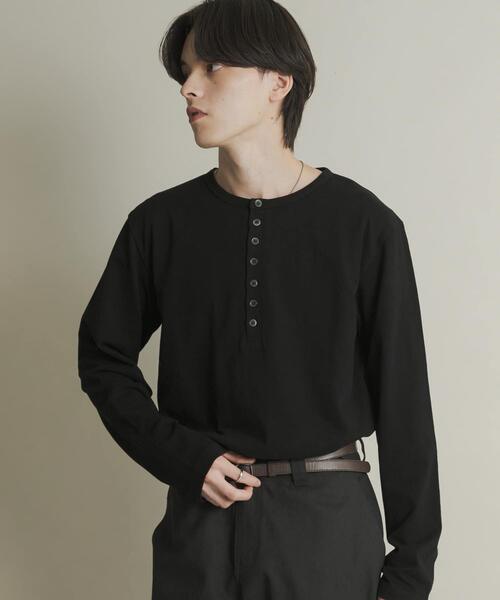 SENSE OF PLACE by URBAN RESEARCH（センスオブプレイスバイアーバンリサーチ）の「ヘンリーネックロングTシャツ（Tシャツ/カットソー・メンズ・オートミール/ブラック・MEDIUM/LARGE）」の5枚目の写真