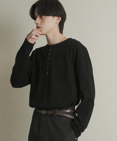 SENSE OF PLACE by URBAN RESEARCH（センスオブプレイスバイアーバンリサーチ）の「ヘンリーネックロングTシャツ（Tシャツ/カットソー・メンズ・オートミール/ブラック・MEDIUM/LARGE）」の6枚目の写真