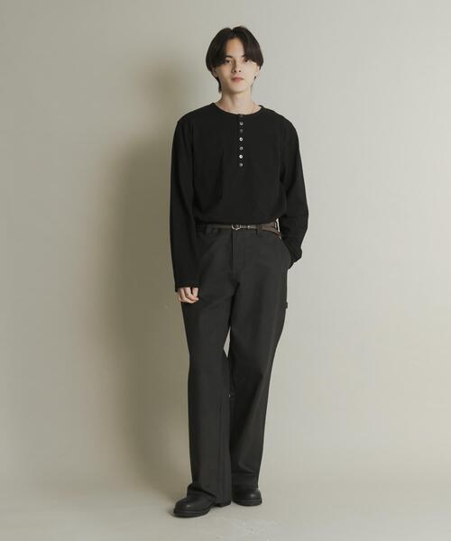 SENSE OF PLACE by URBAN RESEARCH（センスオブプレイスバイアーバンリサーチ）の「ヘンリーネックロングTシャツ（Tシャツ/カットソー・メンズ・オートミール/ブラック・MEDIUM/LARGE）」の7枚目の写真