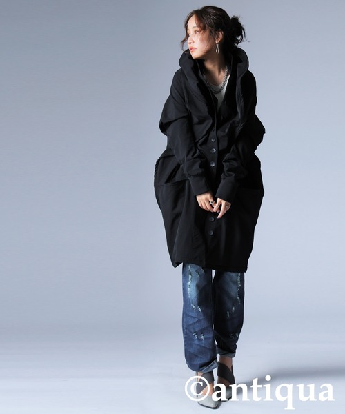 antiqua(アンティカ)の「変形モードコクーンコート(その他アウター・レディース・ブラック・ONESIZE)」の3枚目の写真