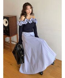 LILY BROWN | フリルカラーニットコンビワンピース(ワンピース)