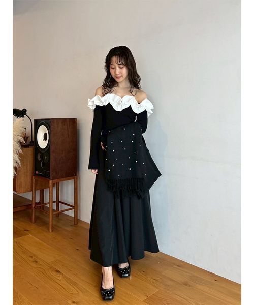 リリーブラウン　フリルカラーニットコンビワンピース LILY BROWN（リリーブラウン） ワンピース フリルカラーニットコンビ